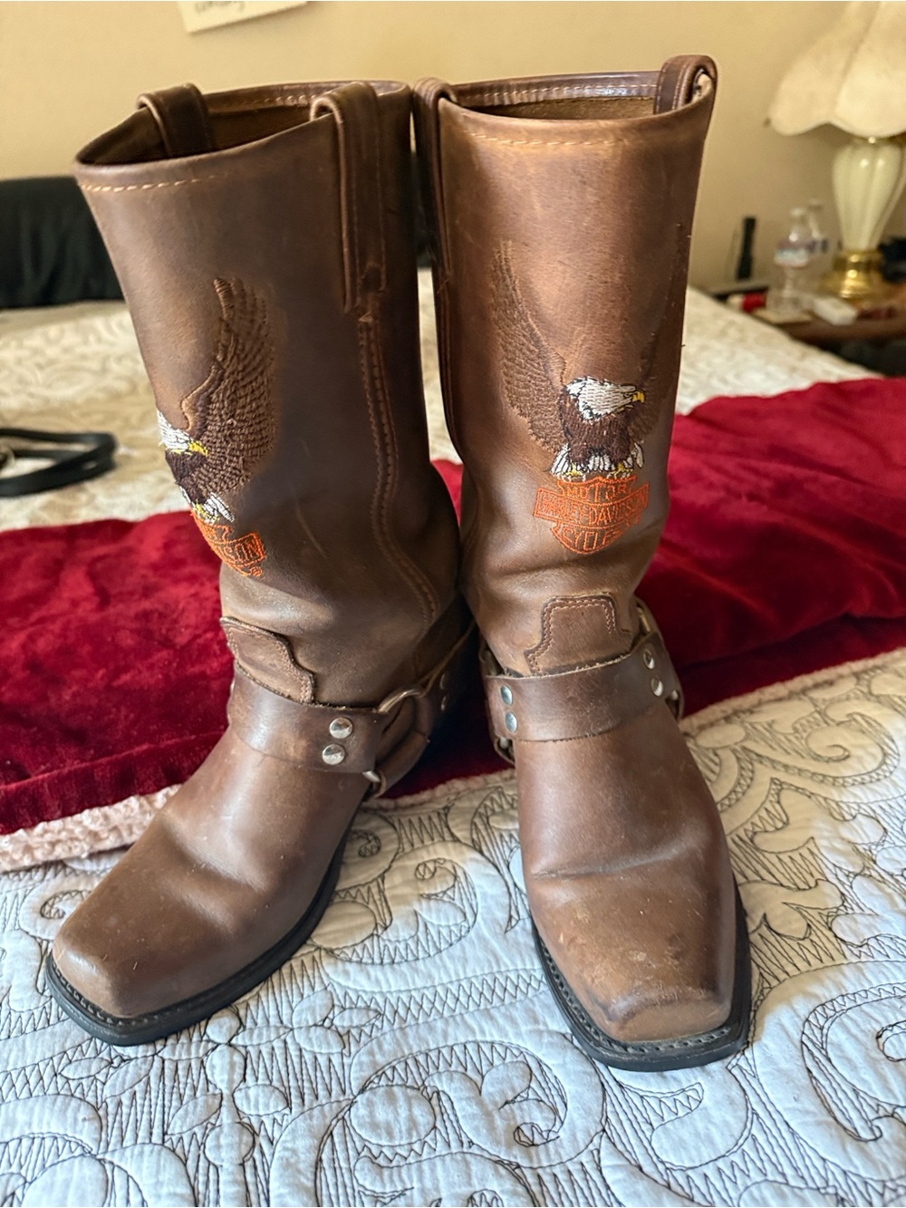 Harley-Davidson Brown Leather Eagle Harness Boots - Women’s
